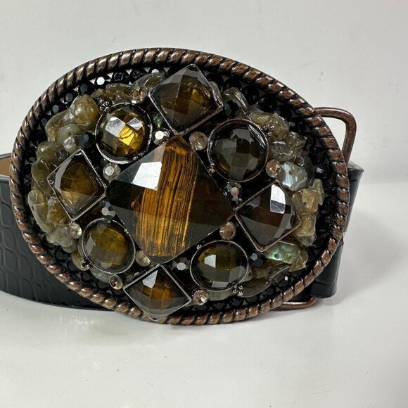 WHIMSICAL ORIGINAL Rhinestones Artisan Made Belt Buckle Signet Sz M/L main image 5